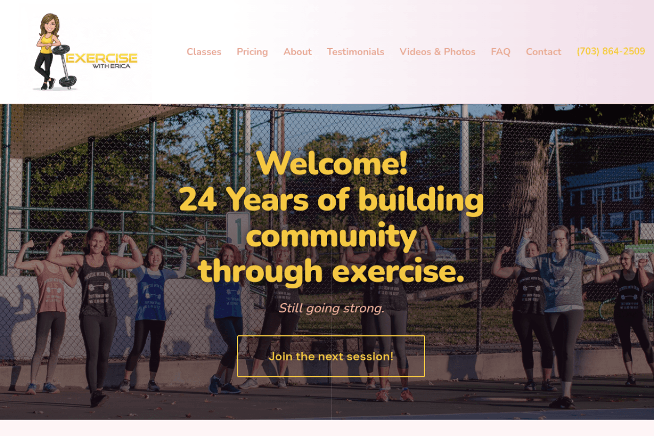 Exercise with Erica homepage