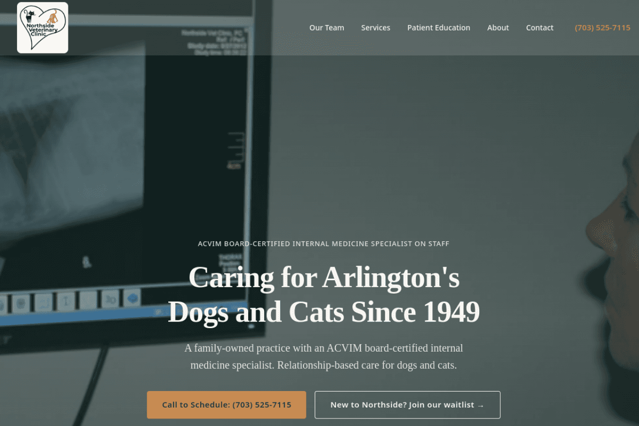 Northside Veterinary Clinic homepage