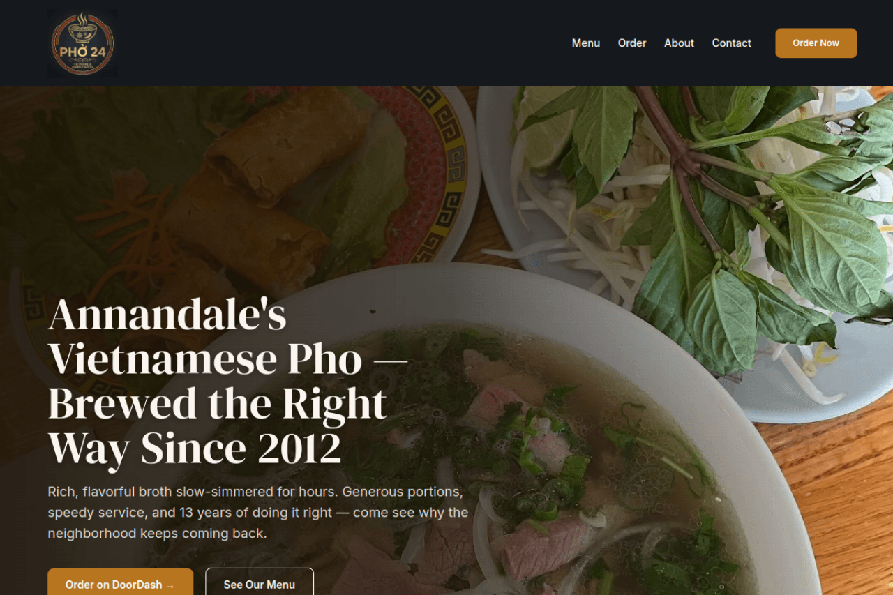 Pho 24 homepage